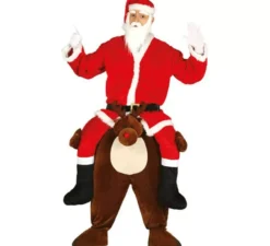 Costume da babbo natale sulle spalle di renna per adulti