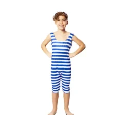 Costume da bagnante retrò blu degli anni '20 per ragazzo