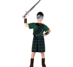 Costume da bambino scozzese coraggioso scuro