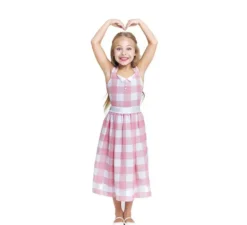 Costume da bambola a quadri rosa e bianchi per bambina