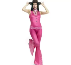 Costume da bambola famosa da cowgirl fucsia per donna