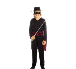 Costume da bandito Z nero con mantello per bambino