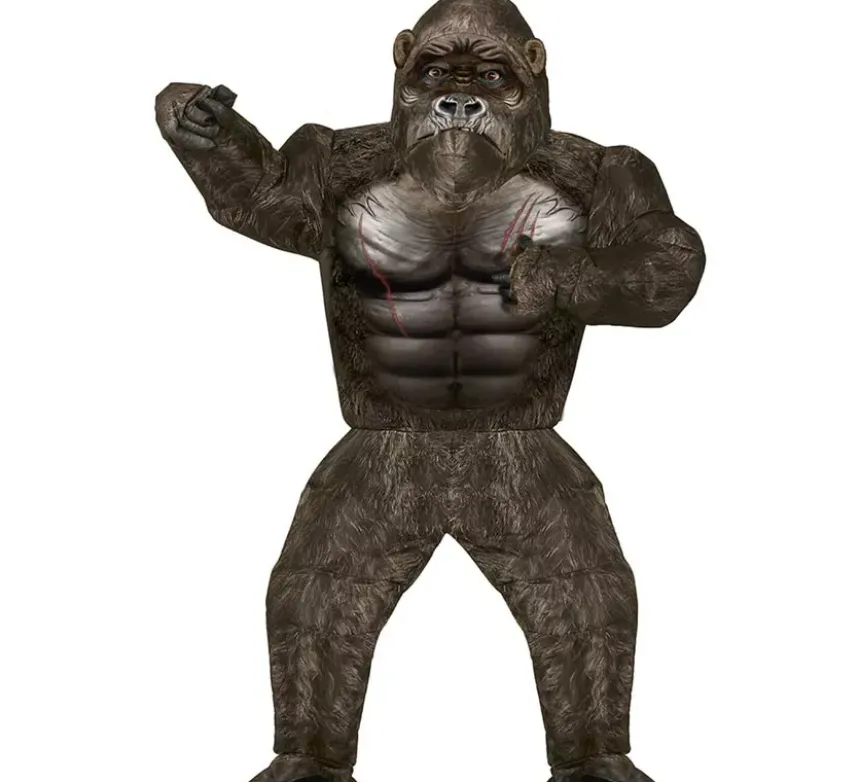 Costume da Big Kong nero con maschera gonfiabile per adulti