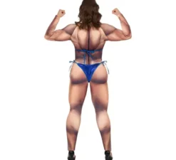 Costume da bodybuilder in costume da bagno blu per donna