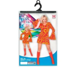 Costume da bolle arancioni e gialle anni '70 per donna