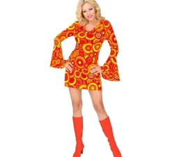 Costume da bolle arancioni e gialle anni '70 per donna