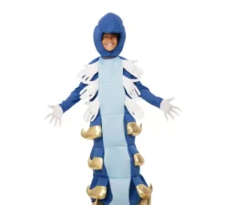 Costume da bruco blu e oro con cappuccio per bambino