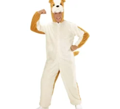Costume da bulldog bianco in morbido peluche per adulto