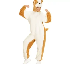 Costume da bulldog bianco in morbido peluche per adulto