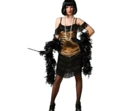 Costume da cabaret nero e oro da donna