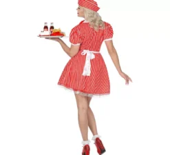 Costume da cameriera rosso anni '50 da donna