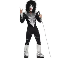 Costume da cantante rock da uomo con trucco