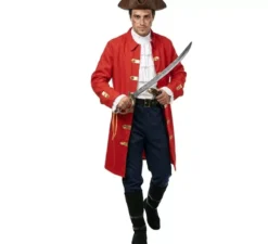Costume da Capitano Pirata Rosso con Cintura per Uomo