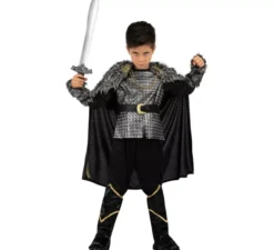 Costume da capo vichingo in argento con mantello per bambino