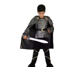 Costume da capo vichingo in argento con mantello per bambino