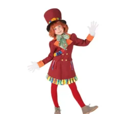 Costume da Cappellaio Matto Borgogna per bambina