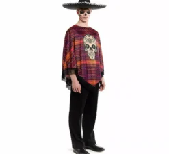 Costume da Catrina messicana o poncho per uomo