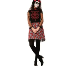 Costume da Catrina rosso per donna