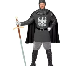 Costume da cavaliere aquila grigia con mantello per uomo