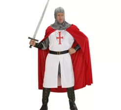 Costume da cavaliere crociato con mantello per uomo