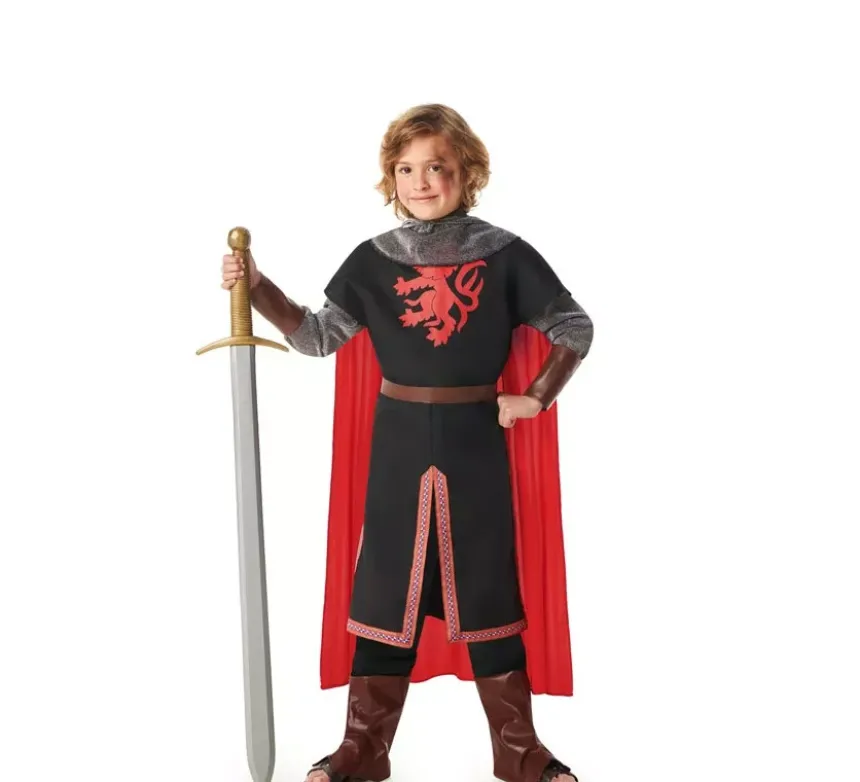 Costume da cavaliere medievale da leone nero per bambini