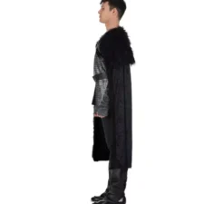 Costume da cavaliere medievale nero con mantello per uomo