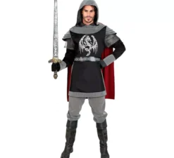 Costume da cavaliere medievale oscuro per uomo