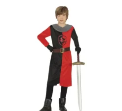Costume da cavaliere medievale rosso e nero per bambino
