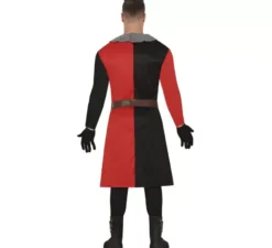 Costume da cavaliere medievale rosso e nero per uomo