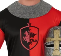 Costume da cavaliere medievale rosso e nero per uomo