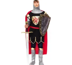 Costume da cavaliere nero da leone per uomo