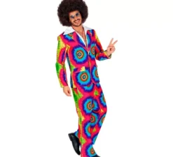 Costume da cerchi blu anni '70 per uomo