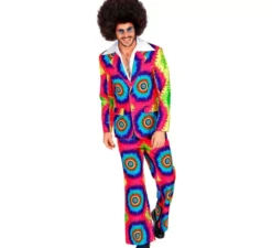 Costume da cerchi blu anni '70 per uomo
