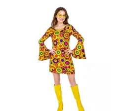 Costume da cerchi gialli anni '70 per donna