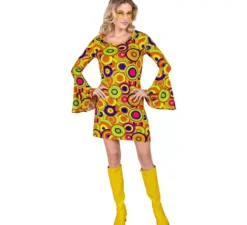 Costume da cerchi gialli anni '70 per donna