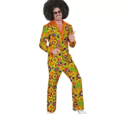 Costume da cerchi gialli anni '70 per uomo