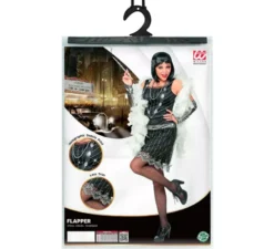 Costume da Charleston nero e argento degli anni '20 per donna