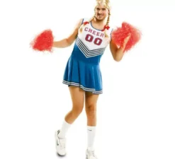 Costume da cheerleader bianco e blu per un uomo