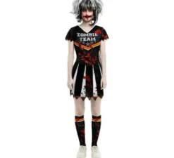 Costume da cheerleader della squadra zombie nera per donna