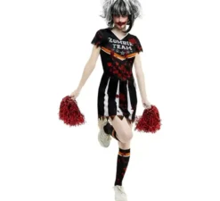 Costume da cheerleader della squadra zombie nera per donna