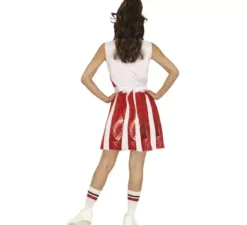 Costume da cheerleader rosso con paillettes per donna
