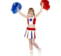 Costume da cheerleader stella tricolore per bambina