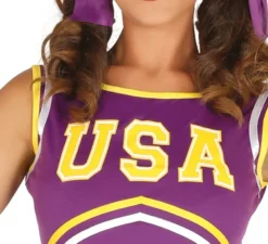 Costume da cheerleader usa viola e giallo per le donne