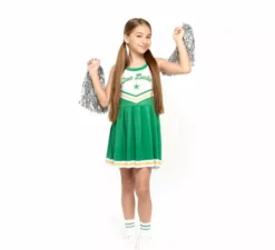 Costume da cheerleader verde per bambine