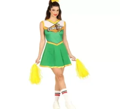 Costume da cheerleader verde per donna