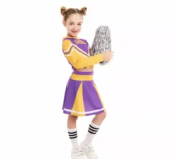 Costume da cheerleader viola per bambina