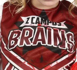 Costume da cheerleader zombie rosso e bianco per ragazza