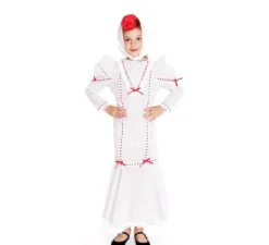 Costume da Chulapa bianco con piccoli pois rossi per bambina