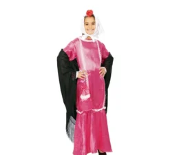 Costume da Chulapa vestito rosa con sciarpa per bambina