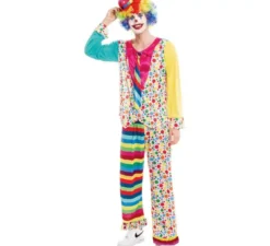 Costume da clown a pois e righe per uomo